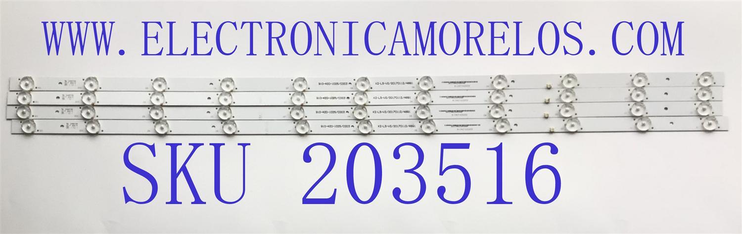 KIT DE LED'S PARA TV ELEMENT (4 PIEZAS) / NUMERO DE PARTE B-CNCF42D659 / 910-420-1025 / 910-420-1025/C003 / E466169 / 2001C17N5K2L5V2PX / K2-L5-V2/20170112/4891 / PANEL V420DS1-PK1 / MODELOS ELEFT426 / SE42FYT / WD42FB2680